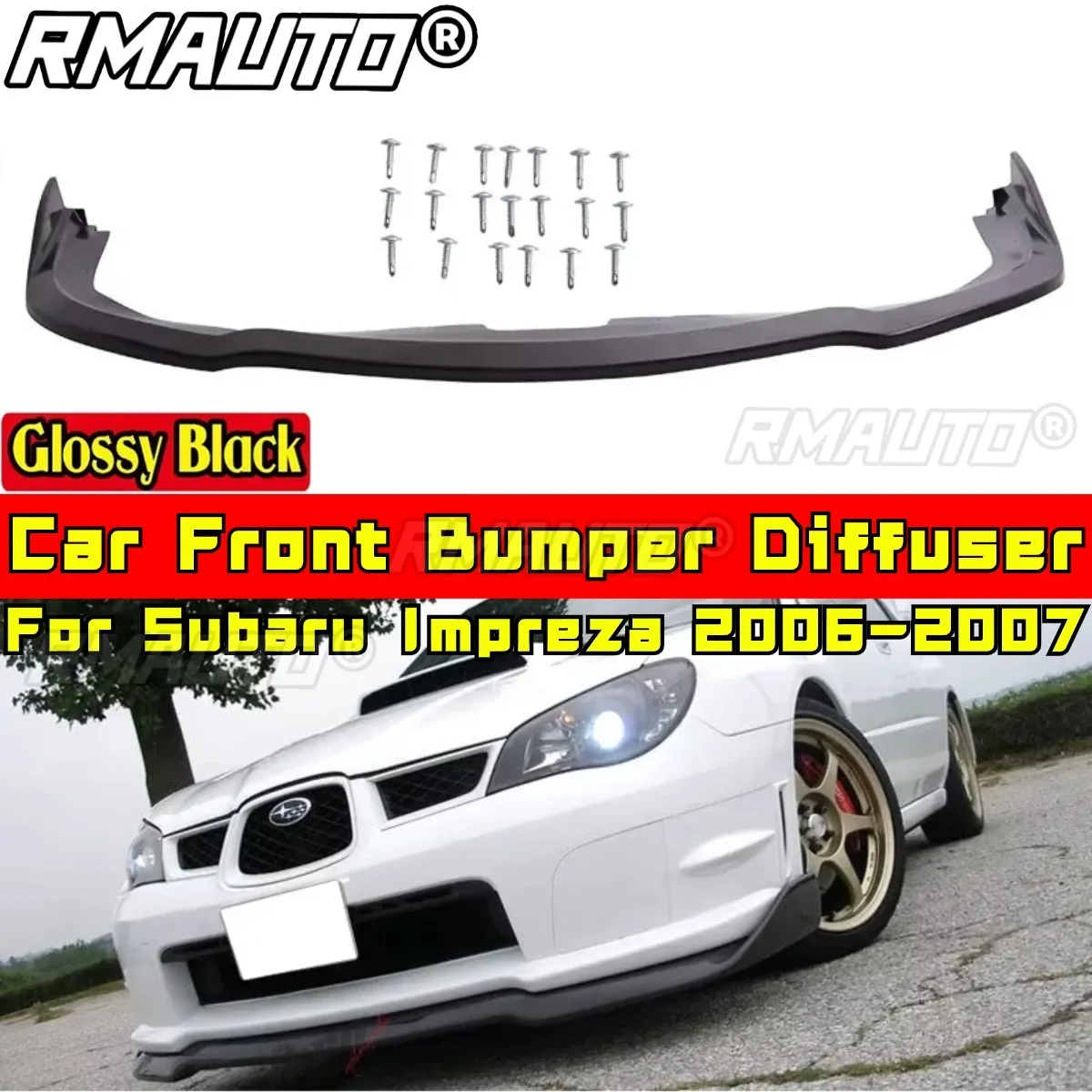 

Front Bumper Spoiler Compatible with Subaru Impreza 2006-2007 Body Kit Front Diffuser Splitter Lip Car Accessories