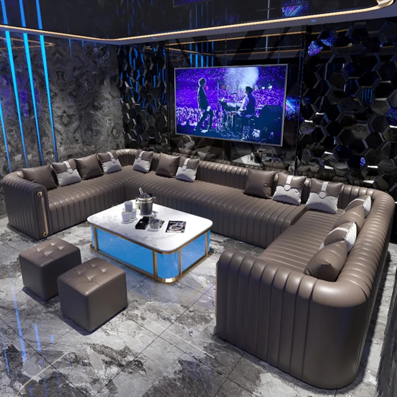 CUSTOMIZED BOOTH SOFA Bar KTV sofa nightclub practice singing room club box corner U-shaped L-shaped booth Luminous coffee table