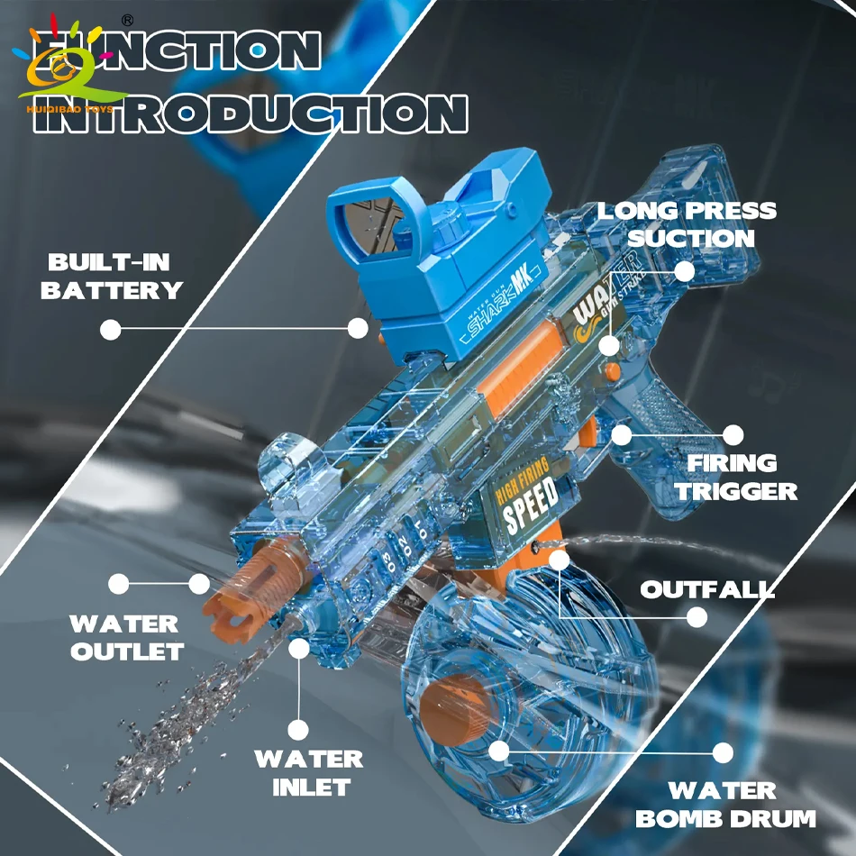 HUIQIBAO UMP45 전기 물총 슈팅 게임 게임 여름 야외 해변 수영장 싸움 어린이를위한 판타지 장난감 소년 선물