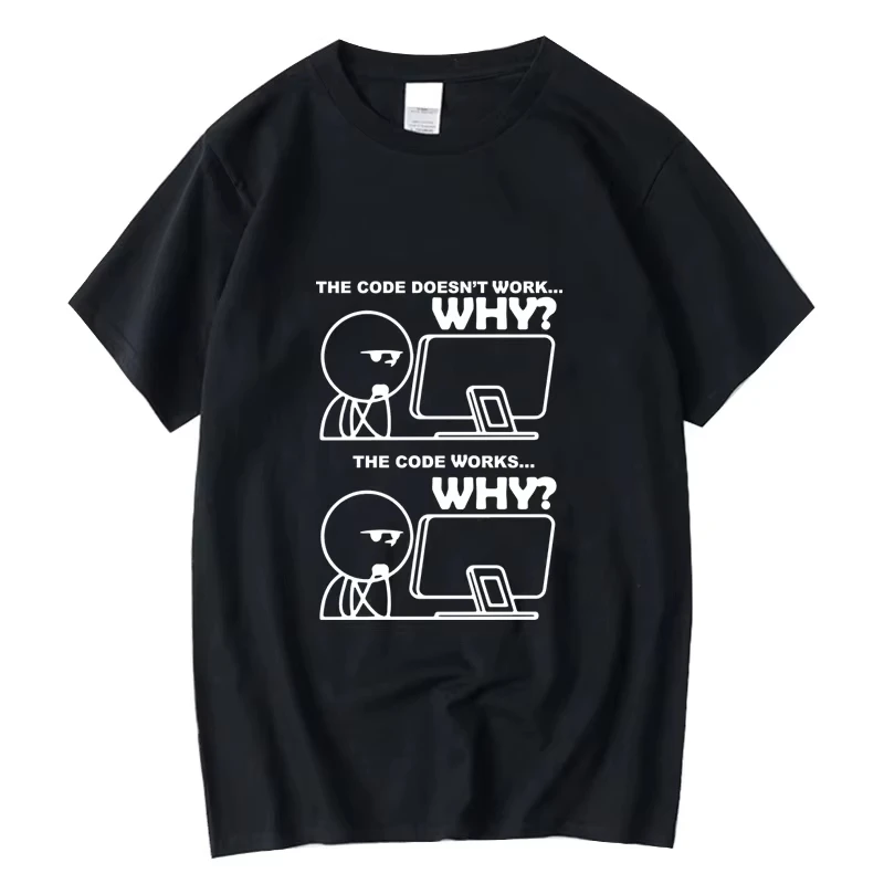 

Men's T-shirt 100_ Cotton Funny Programmer Print Summer Loose O-neck Cool for Men Short Sleeve T-shirt Male Tees High Quality