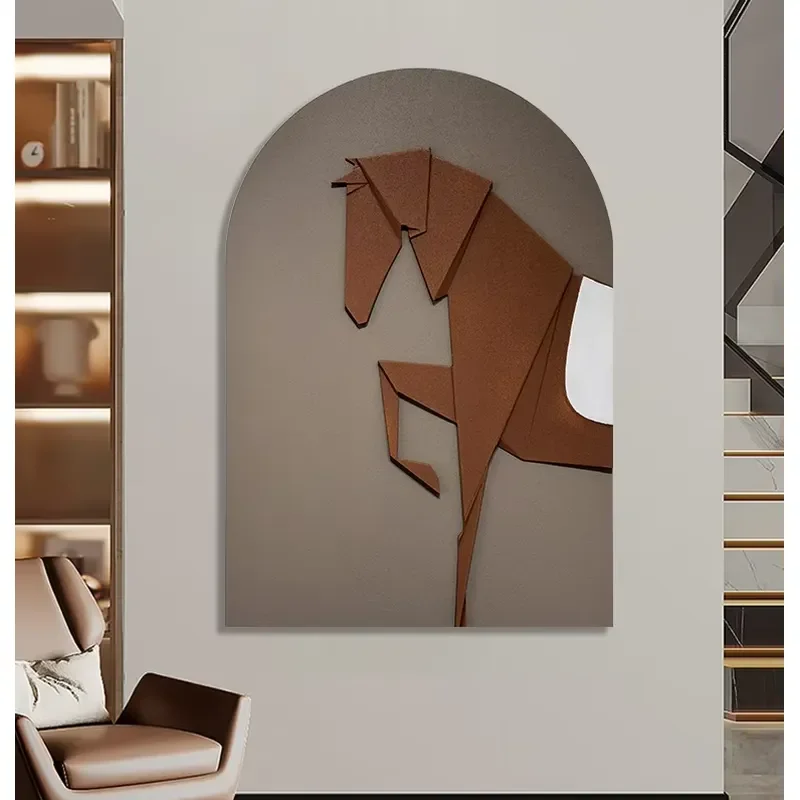 Factory Directly Sale Hotel Hanging Paintings Wood Carving Horse Wall Art Custom Modern Designs Painting Wall Decor
