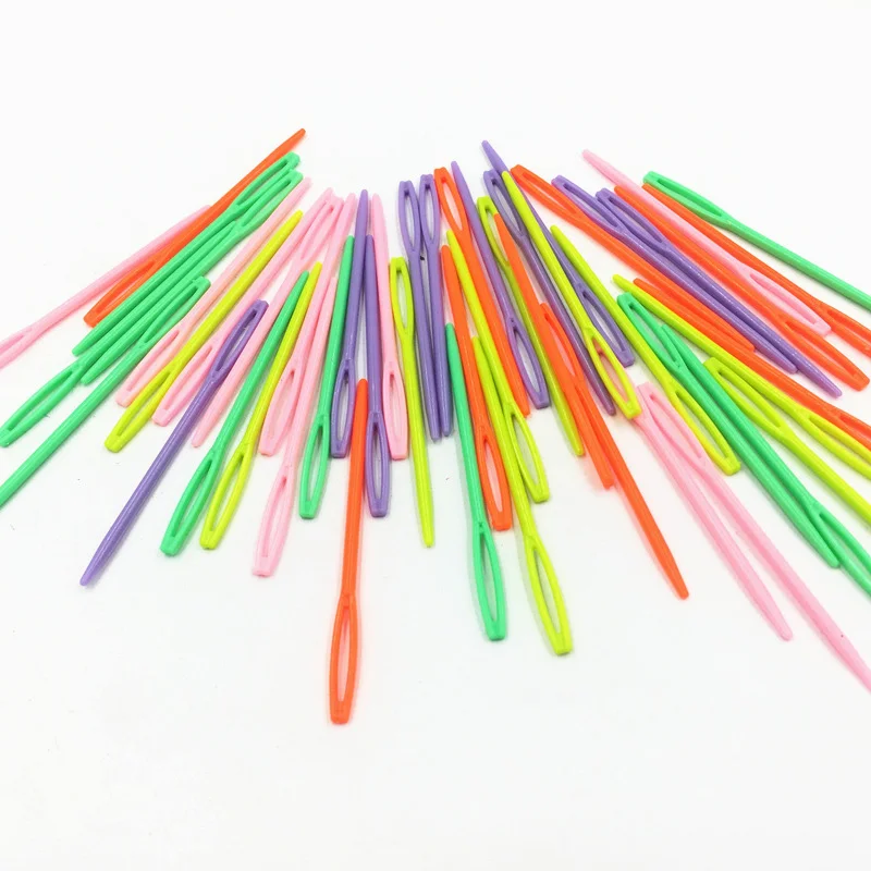 Sewing Needles Sweater Crochet Hook DIY Weaving Tool Tapestry Knitting Needles Pins Plastic Colorful DIY Wool Yarn Needle 70x5mm