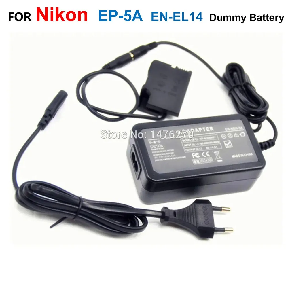 

EP-5A EN-EL14 Dummy Battery+EH-5 AC Adapter Charger For Nikon P7800 P7700 P7100 D5600 D5500 D5300 D5200 D5100 D3400 D3200 D3100