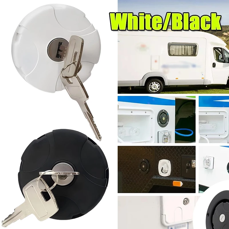 قافلة متنقل غطاء تعبئة المياه ث/2 مفاتيح قفل OEM 98658-001 ل Fiamma RV أسود/أبيض غطاء خزان المياه RV أجزاء خزان المياه