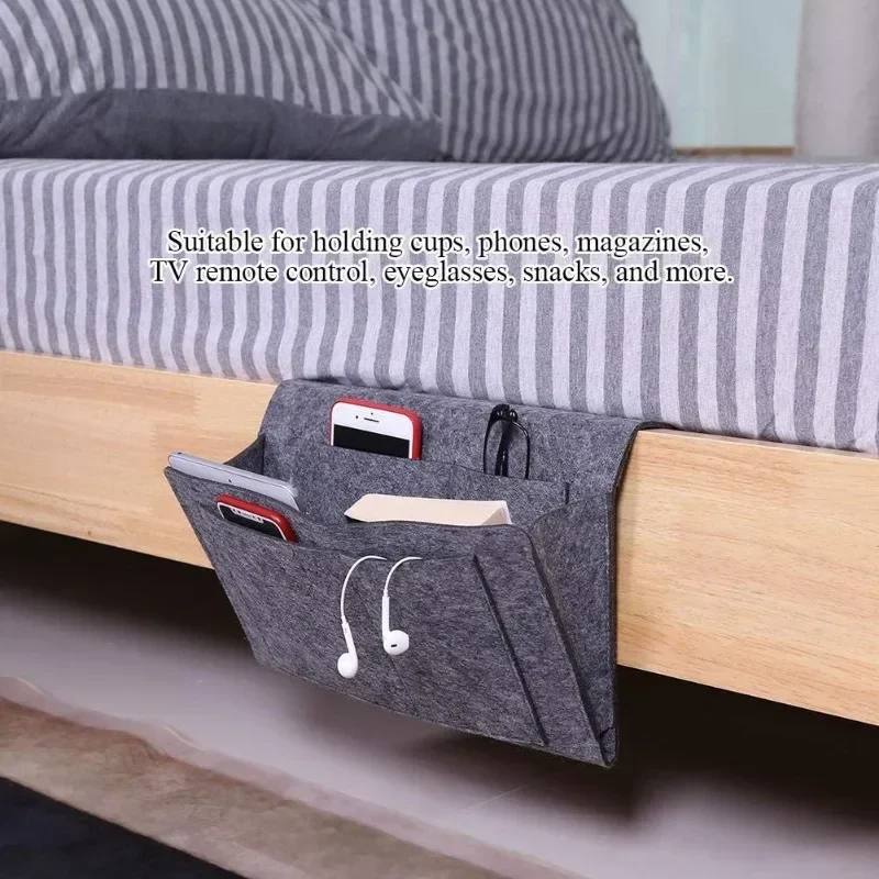 

Bedside Storage Rack Bed Hanging Bag Remote Control Mobile Phone Magazine Book Storage Bag for Sofa Bed Hanging Container Bag