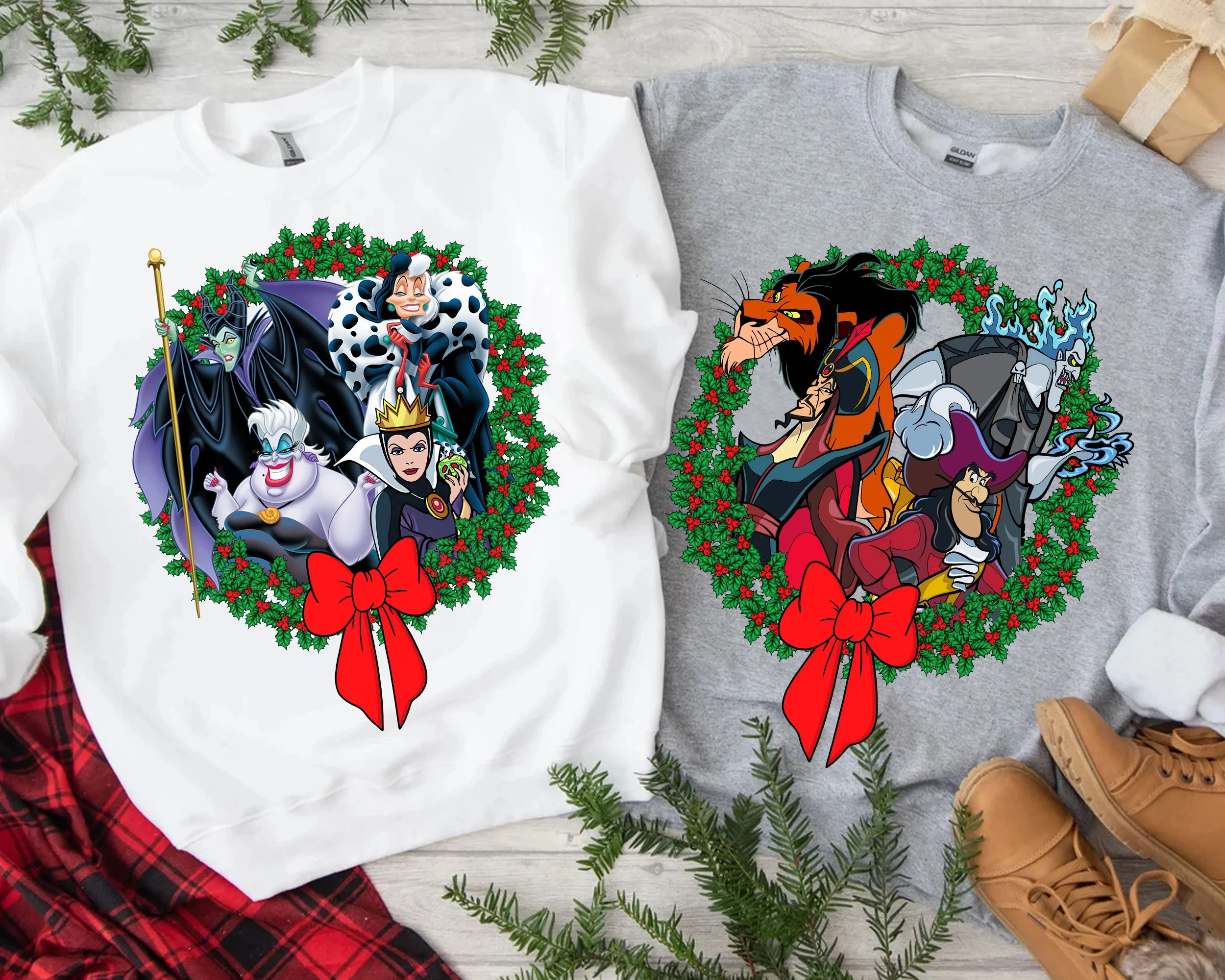 قميص فتاة سيئة لعيد الميلاد من ديزني، قميص أورسولا للملكة الشريرة كرويلا مالفيسنت، قميص عيد الميلاد للكابتن هاديس هوك