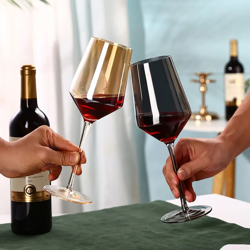 European Crystal Glass Red Wine Glass Galvanized Black Goblet Wine Glass Smoke Grey Banquet Champagne Glass Bar Barware