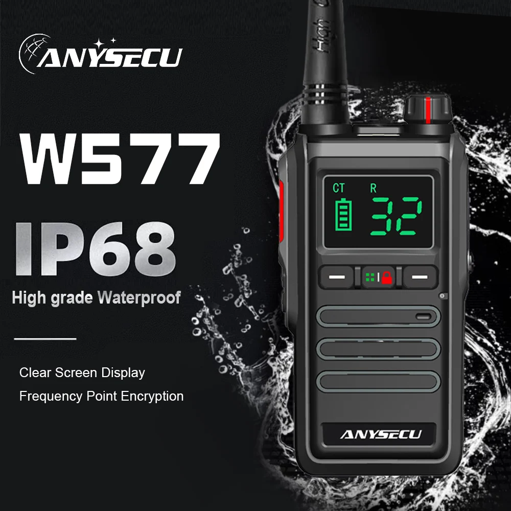 

ANYSECU W577 Walkie Talkie 8w IP68 Water-proof 2800mAh with Scanning and Scrambling Function High/Low Power Selection