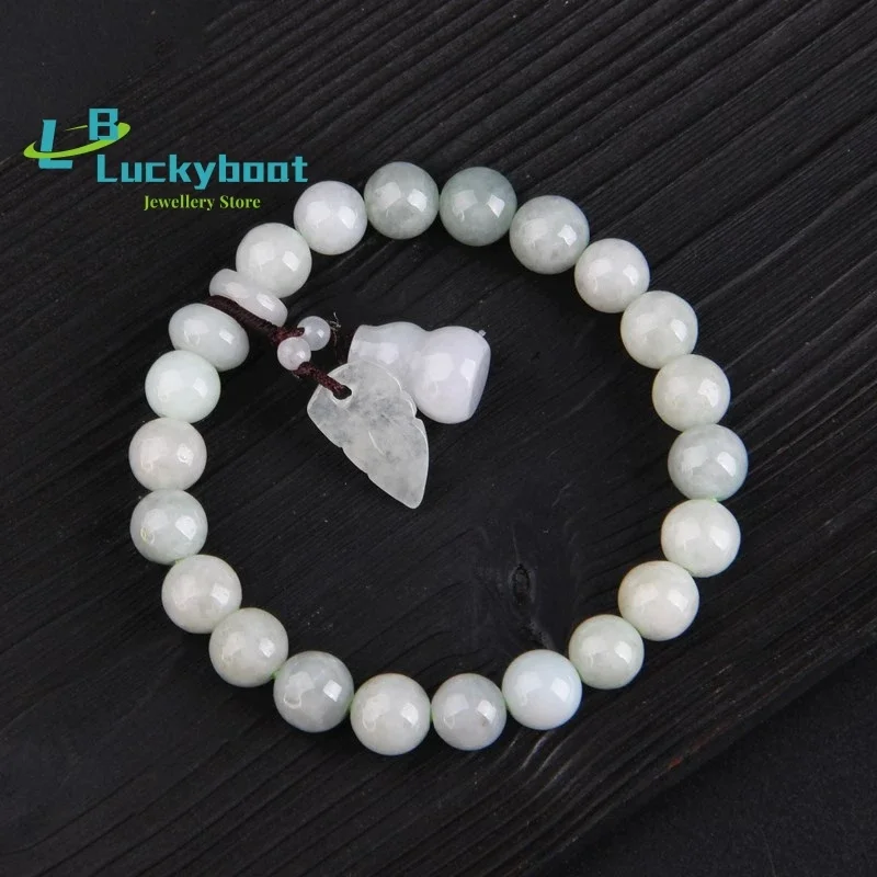 

Браслет из натурального бирманского жадеита в этническом стиле, браслет из натурального жадеита, браслет из бисера для мужчин и женщин, браслет на удачу