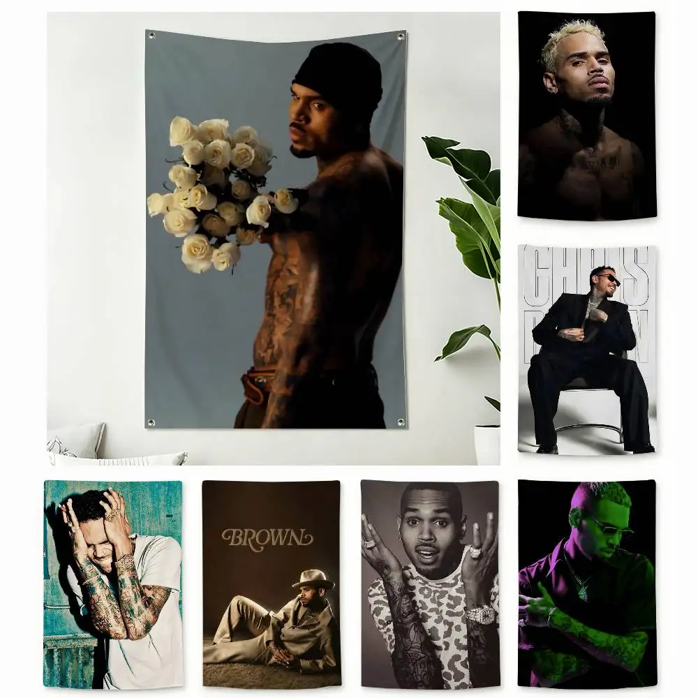 B-Breezy C-Chris Brown Home Decor Vertical Flags Indoor Outdoor Hanging Decor for Bedroom Living Room Wall Decoration