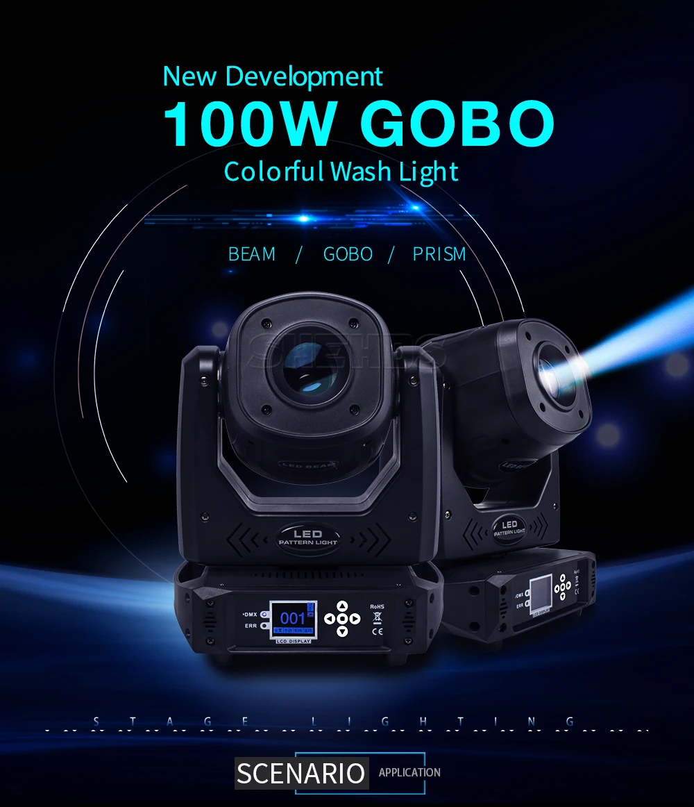 1/2PCS 100W LED Spot Lichter Mit Ring 6 Gesicht Prisma Moving Head Für Dj Party Dance disco Bühne Beleuchtung Wirkung Rotierenden Gobo – Detail 17