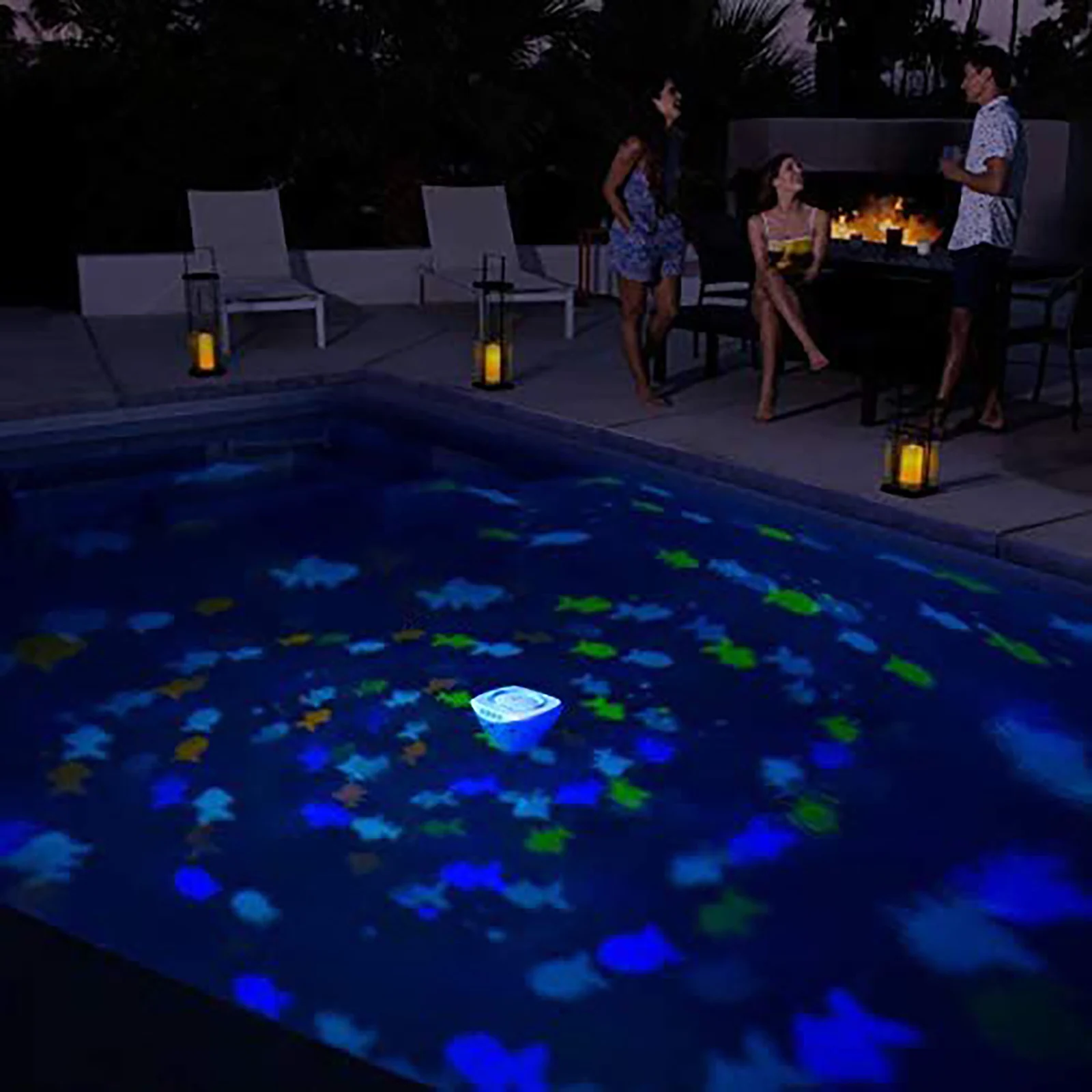 Multi Color Underwater Lamp Fish Pattern Fountain Projector Light 4 Colors Battery Operated for Disco Pool Party view 5