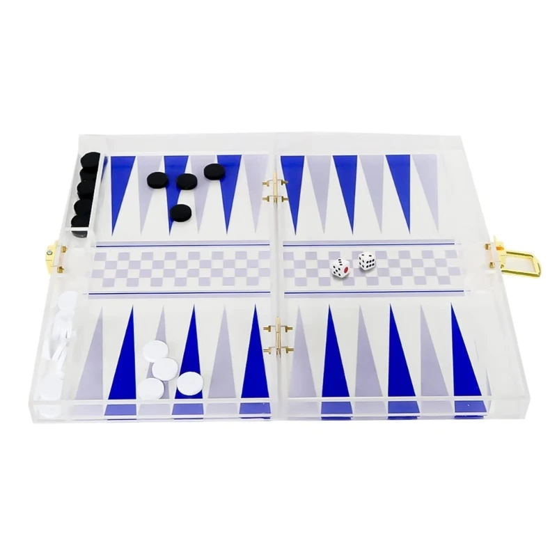 Chess Backgammon Board Game Travel Set Folding Portable Chess Board Strategy Board Game Playing Dices Cup for Table Game