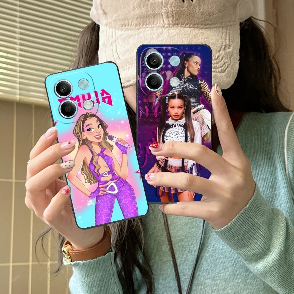 귀여운 Emilia Mernes 휴대폰 케이스, 샤오미 레드미 노트 13, 12, 11, 10, 9, 8, 7, 6 S, A 프로 라이트 플러스, 5G 블랙 휴대폰 커버 쉘