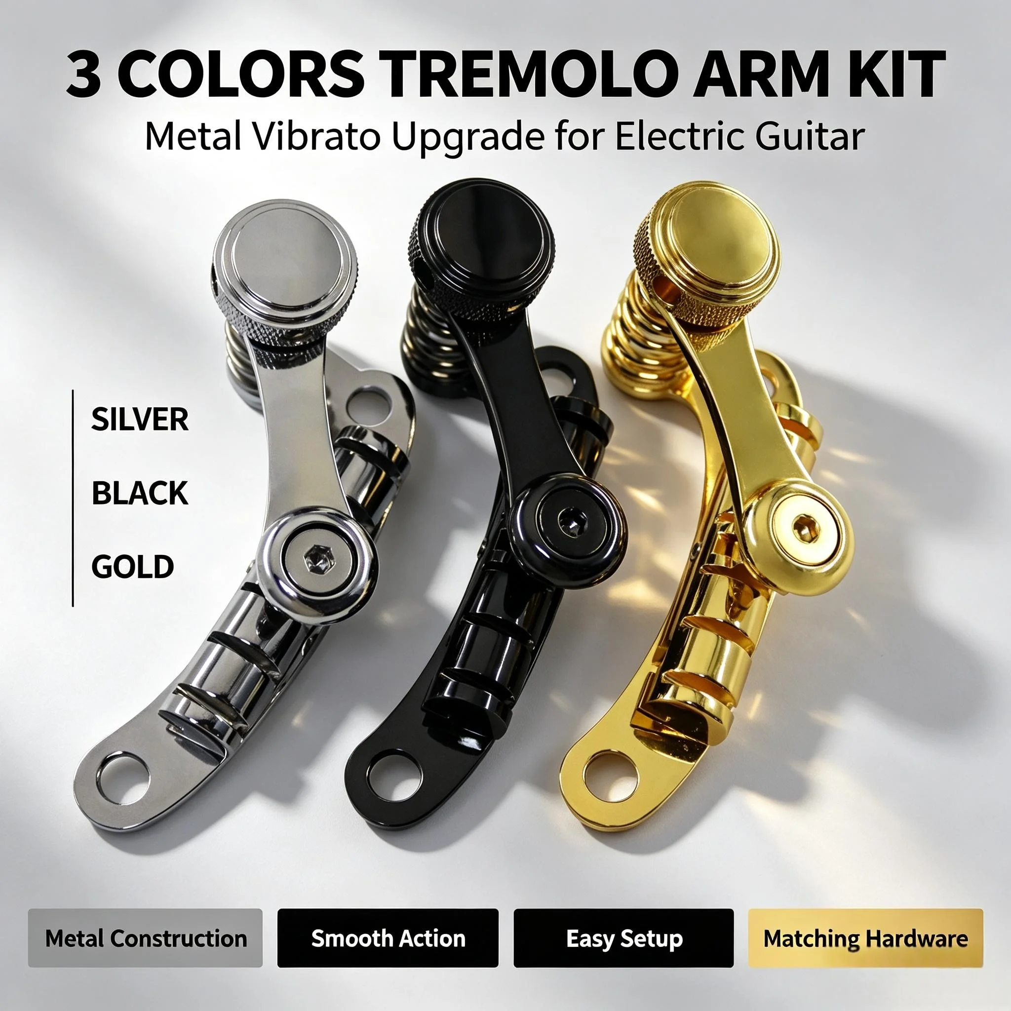 RUKOVA Electric Guitar Tremolo Vibrato Tailpiece & Tune-O-Matic Roller Bridge for LP SG Style Electric Guitar, Black Chrome