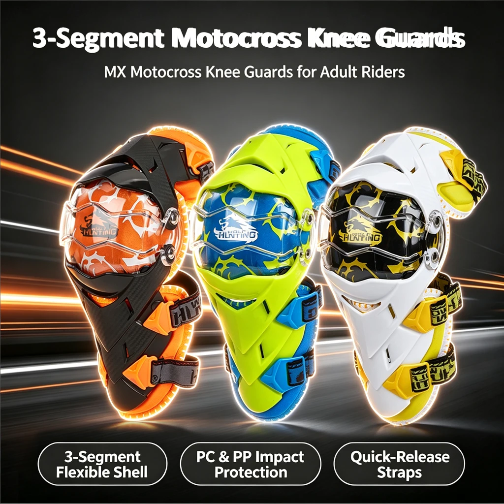 Adult Men Women Motocross Knee Pads Adjustable Impact Protection Dirt Bike Enduro Off Road ATV Riding Knee Protective Guards