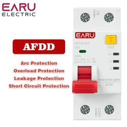 AFDD Fault Arc Protector Circuit Breaker Main Switch RCBO MCB Short Circuit Protection Leakage Protection Overload Protection