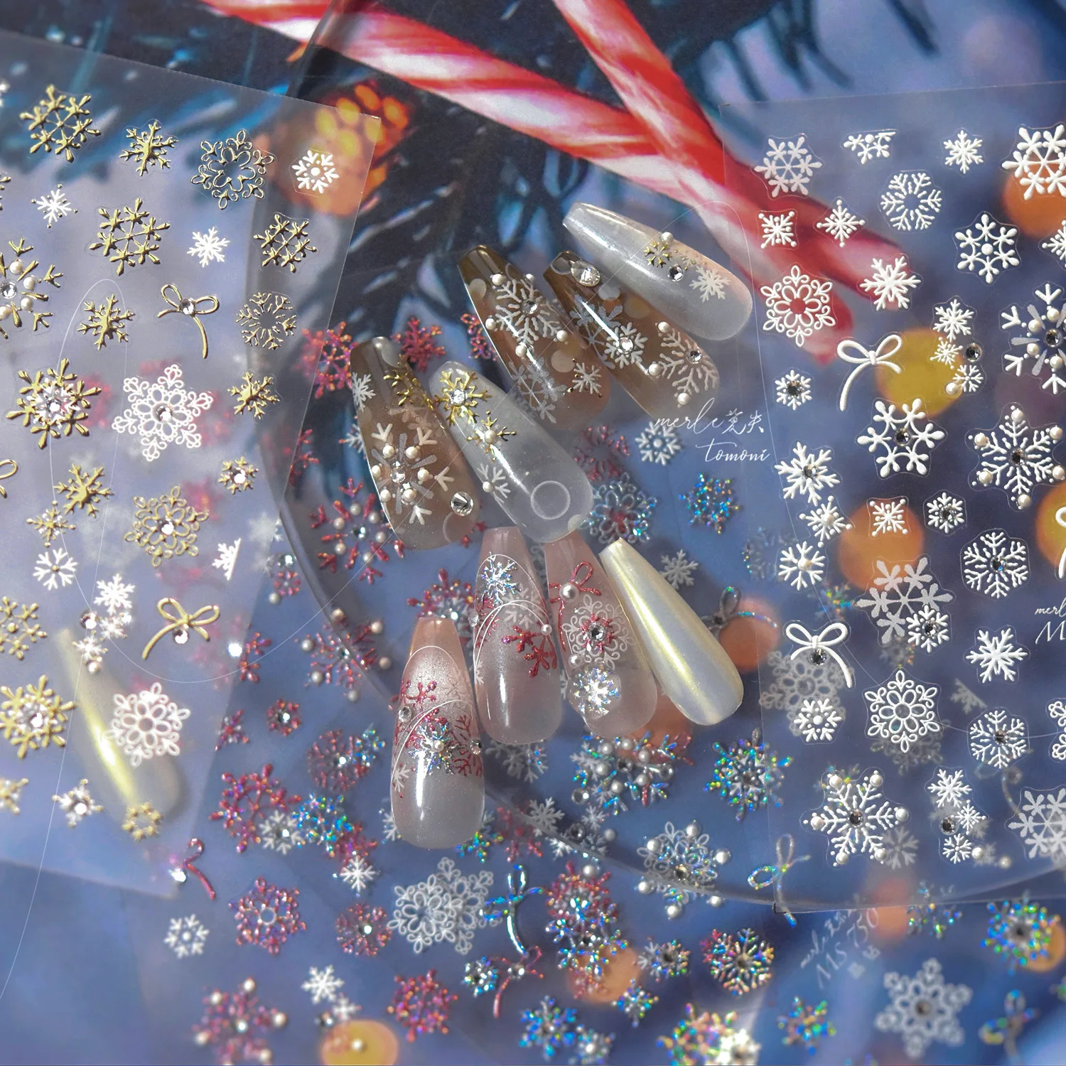 Autocollants de luxe pour ongles en cristal et diamant, dorure de noël, flocon de neige coloré, accessoires pour Nail Art, décalcomanies de manucure à faire soi-même