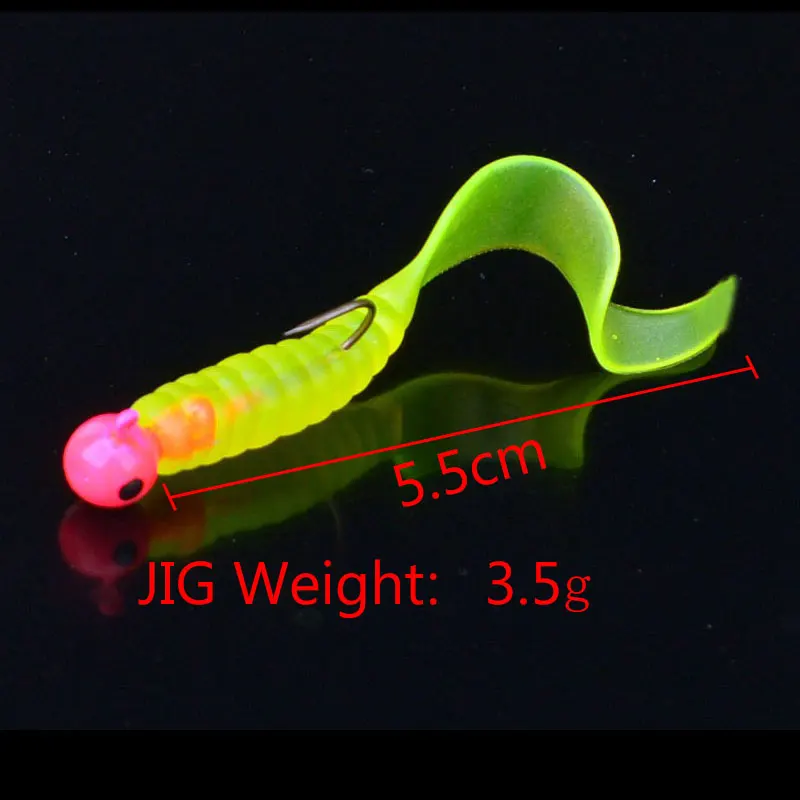 JYJ 34pcs 1 Set Metal Jig Head Fishing Hooks Soft Worm Lure Grub Silicone Fish Artificial Bait Tackle