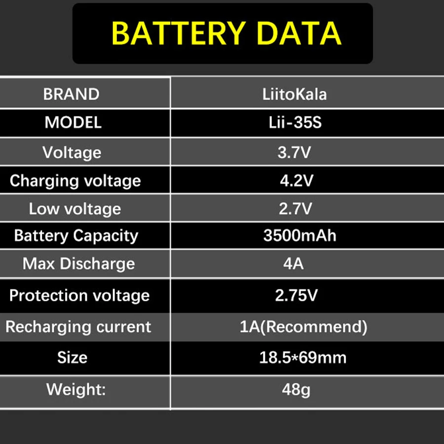 1-6PCS Liitokala Lii-35S Protected 18650 3400mAh Rechargeable Li-lon battery with 2MOS PCB 3.7V For Flashlight