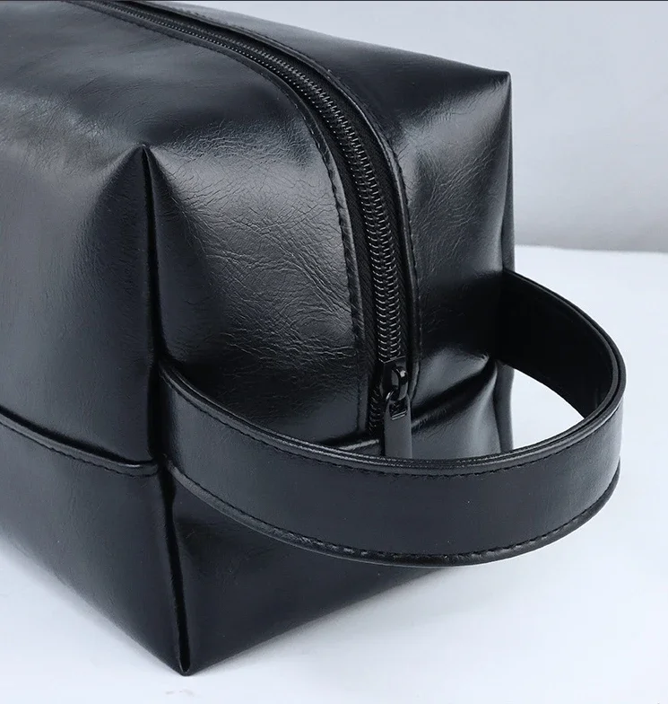 Zipper PU Leder Männer Business Tragbare Lagerung Tasche Toilettenartikel Organizer Frauen Reise Kosmetik Tasche Hängen Wasserdichte Waschen Beutel – Detail 10