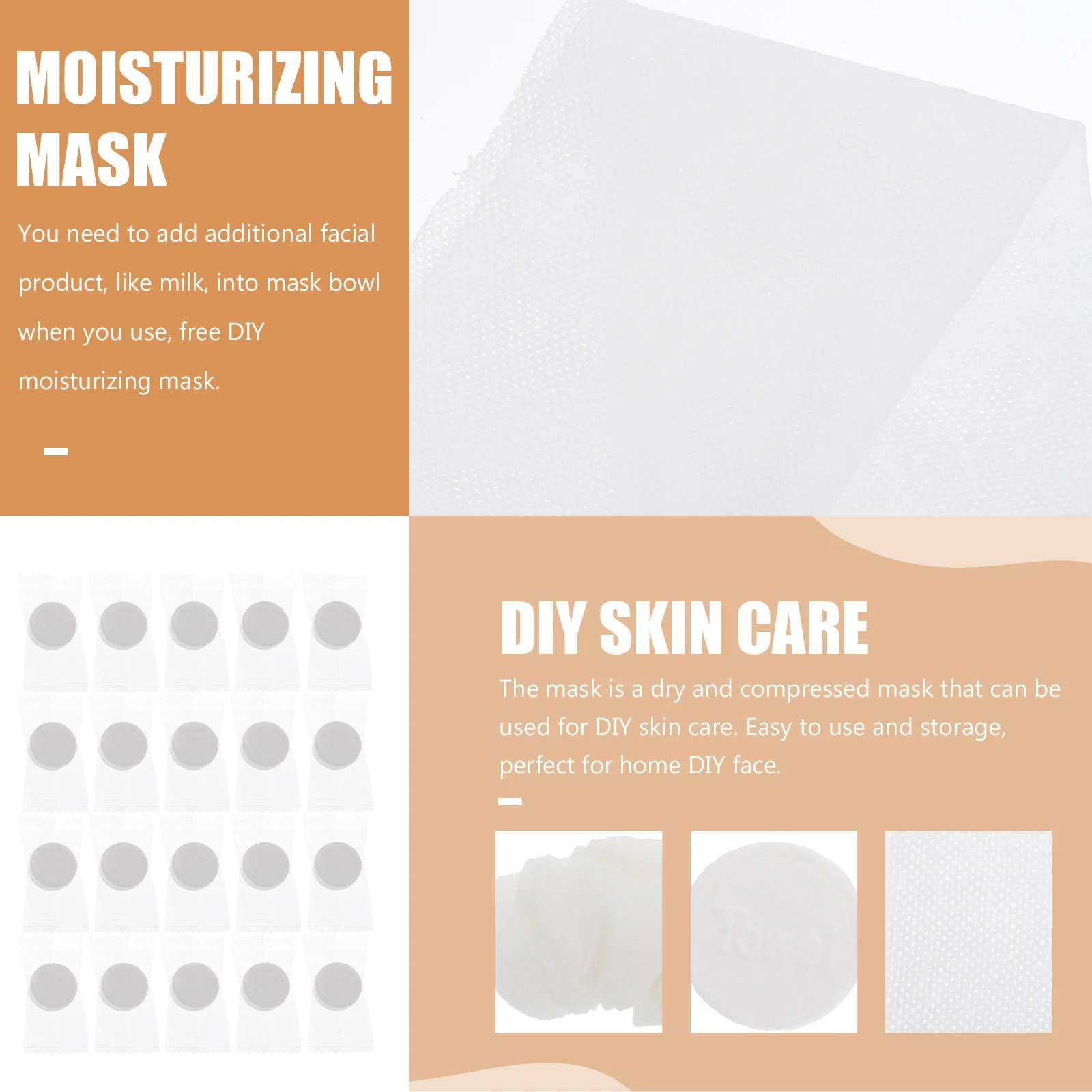 

20Pcs Facial Compressed Mask Clear Lock Water No Fluorescent Disposable Towel Skin-Friendly Dry DIY Moisturizing