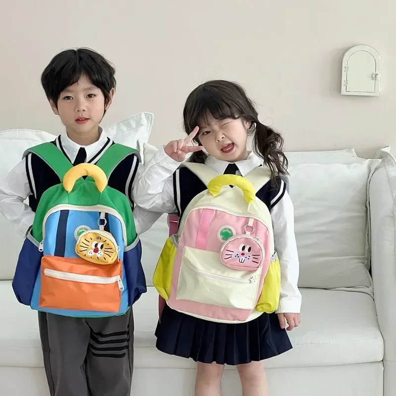 Kindergarten Lightweight Student Schoolbag Trendy Color Matching Kids Backpack Cartoon Cute Boy and Girl Backpack