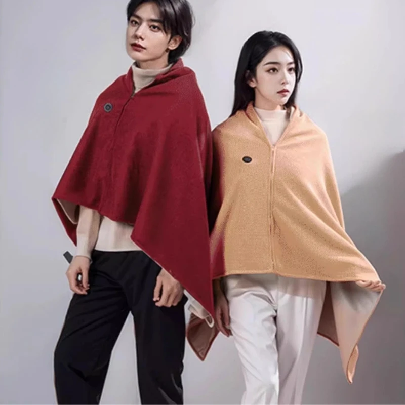 Carbon Alloy Fiber Heated Shawl Super Soft Crystal Cotton Wearable Multi-Protection Fast Heating TP Fabric Outdoor Dorm Blanket