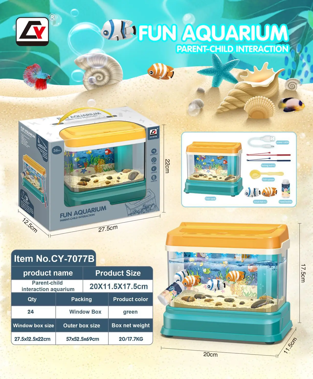 Electric simulation aquarium magnetic fishing pool rod educational fishing toy gift children kindergarten parent-child fun game