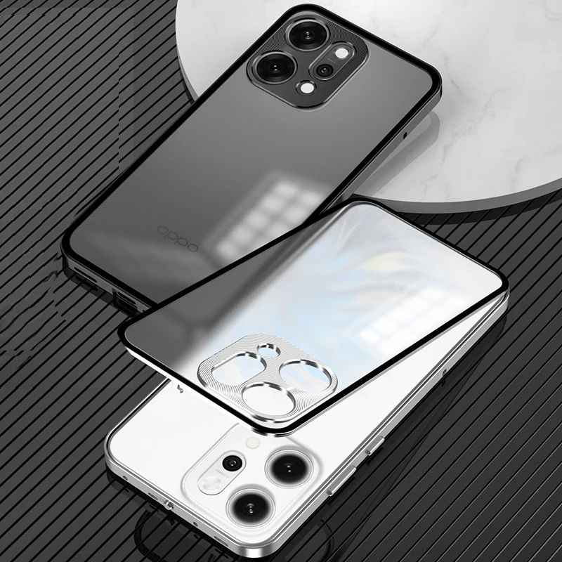 

Чехлы с полной защитой объектива для OPPO Reno 13 14 Pro 5G, чехол для телефона, металлическая пружинная матовая задняя крышка, магнитный противоударный бампер