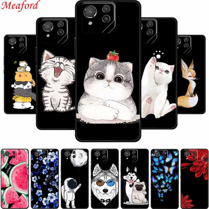 Coque For Asus ROG Phone 9 Case Cute Cartoon Black Silicone Soft Phone Back Cover For Asus ROG Phone 9 Pro Case 6.78