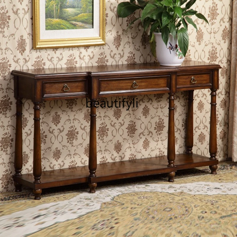 

European porch desk, desk, American porch cabinet, walnut sofa back, corridor table