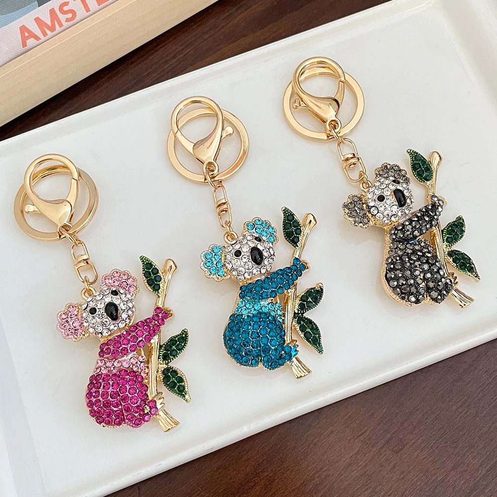 2025 NEW Koala Bear KeyChain Crystal Rhinestone Key Ring Pendant Women's Handbag Ornament Souvenir view 3