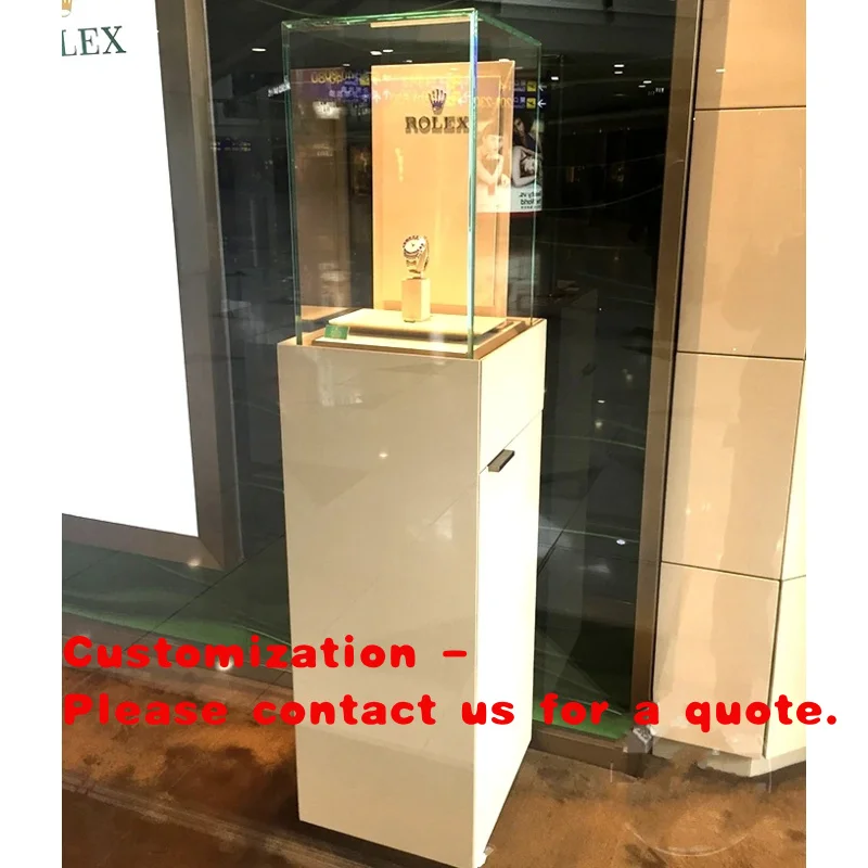 custom.MOOKOO Customized Luxury White  Floor Stand Jewelry Glass Cabinet
