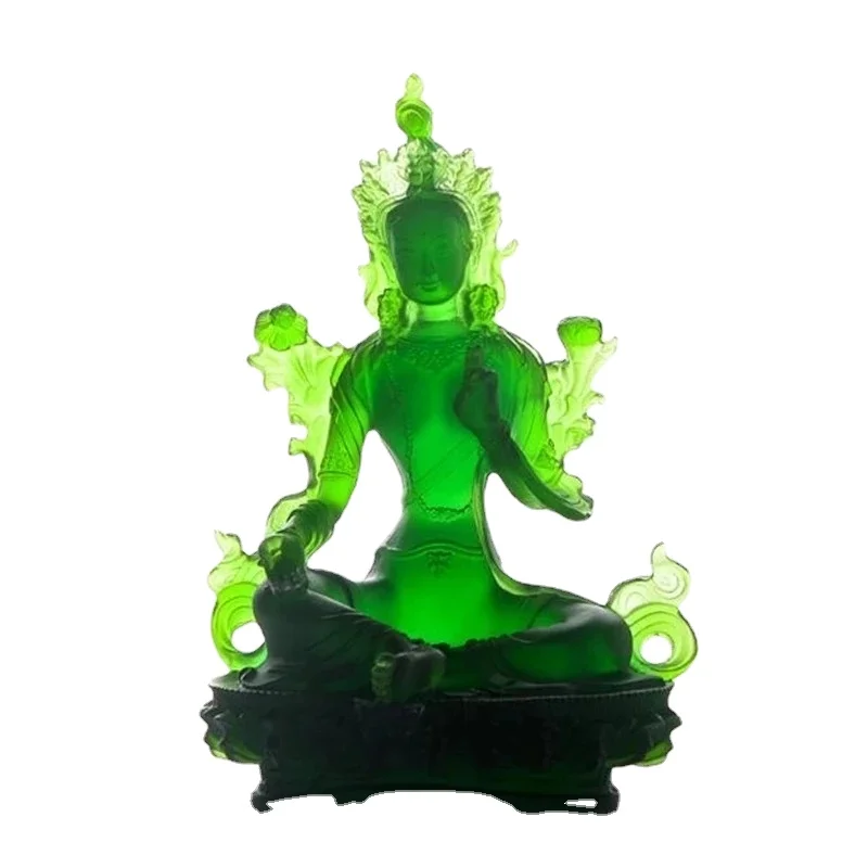 

Free Shiping Tibetan Suppliers 21cm Resin Keep Safe Green Tara Tantric Sculpture Bodhisattva Efficacious Home Decorate Statue