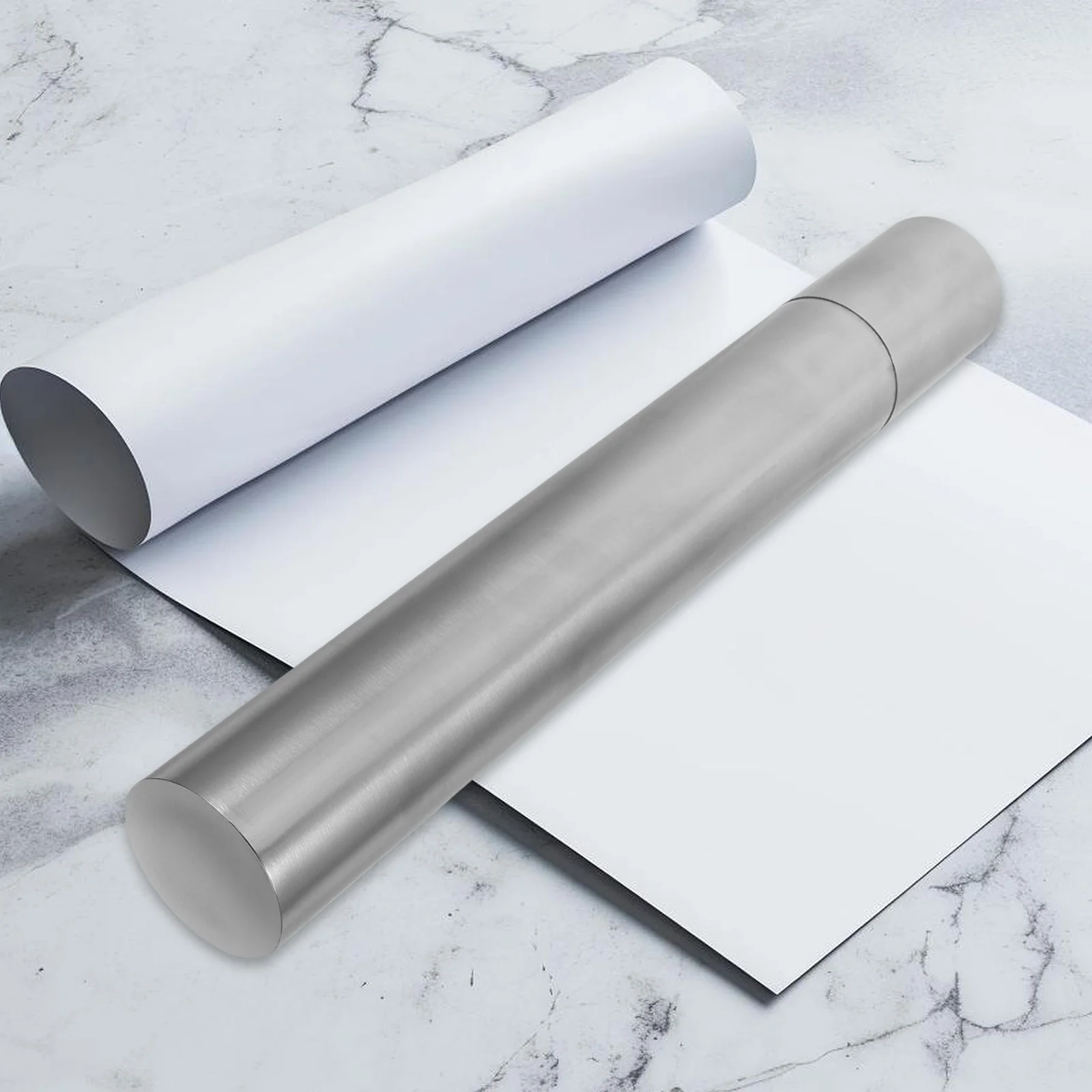 

Stainless Steel Document Tube Blueprint File Holder Poster Birth Certificate Cover Waterproof Large Capacity Storage