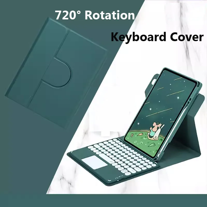 

Чехол с клавиатурой для Samsung Galaxy Tab S10 FE X520 X526 10,9 дюйма 2025 S9 FE 11 2023 S9 S8 S7 11 дюймов 360 с слотом для карандашей