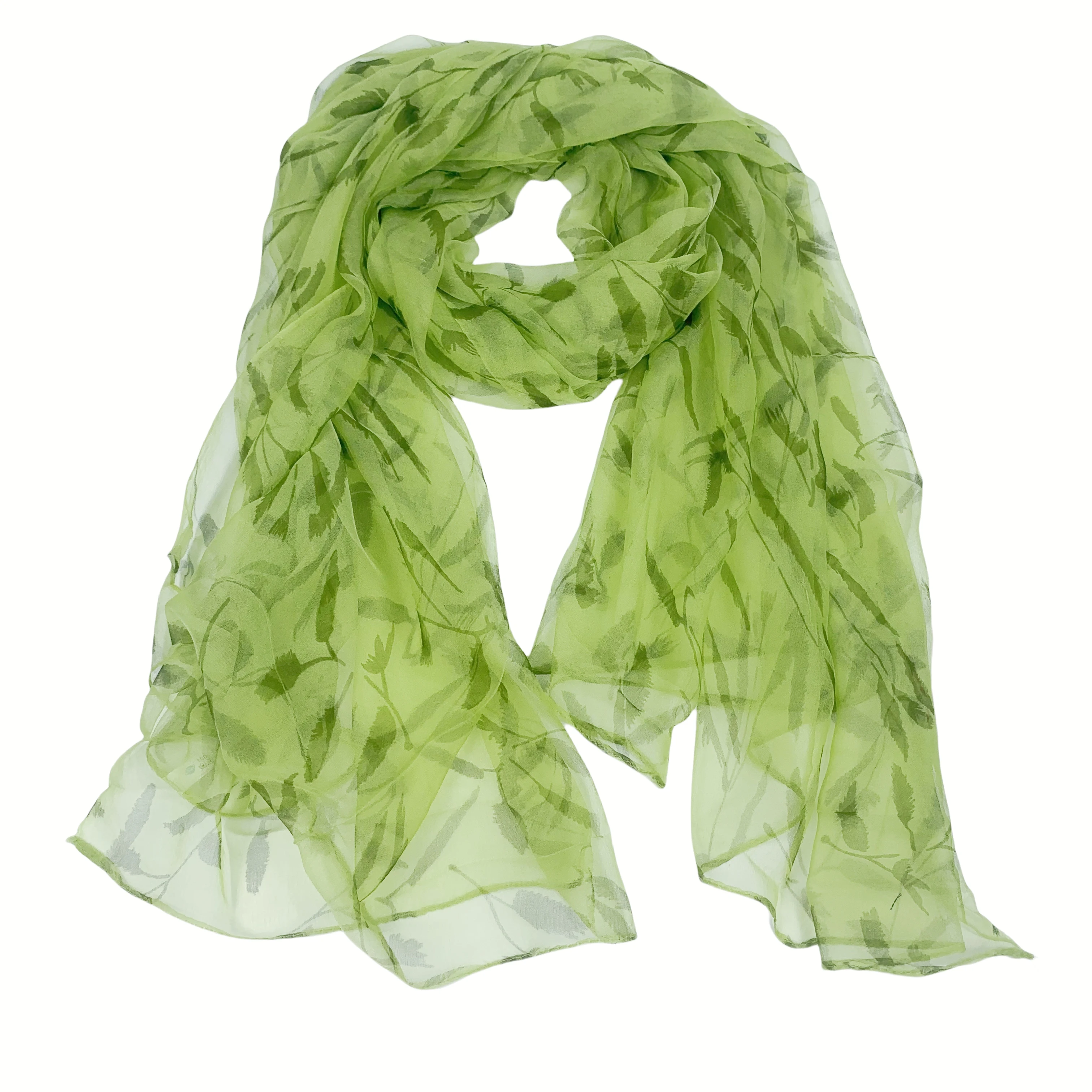 

100% pure silk scarf scarves brand new fashion scarves 110Cm*180Cm Neckerchief hijabs long silk scarves leaves spring green