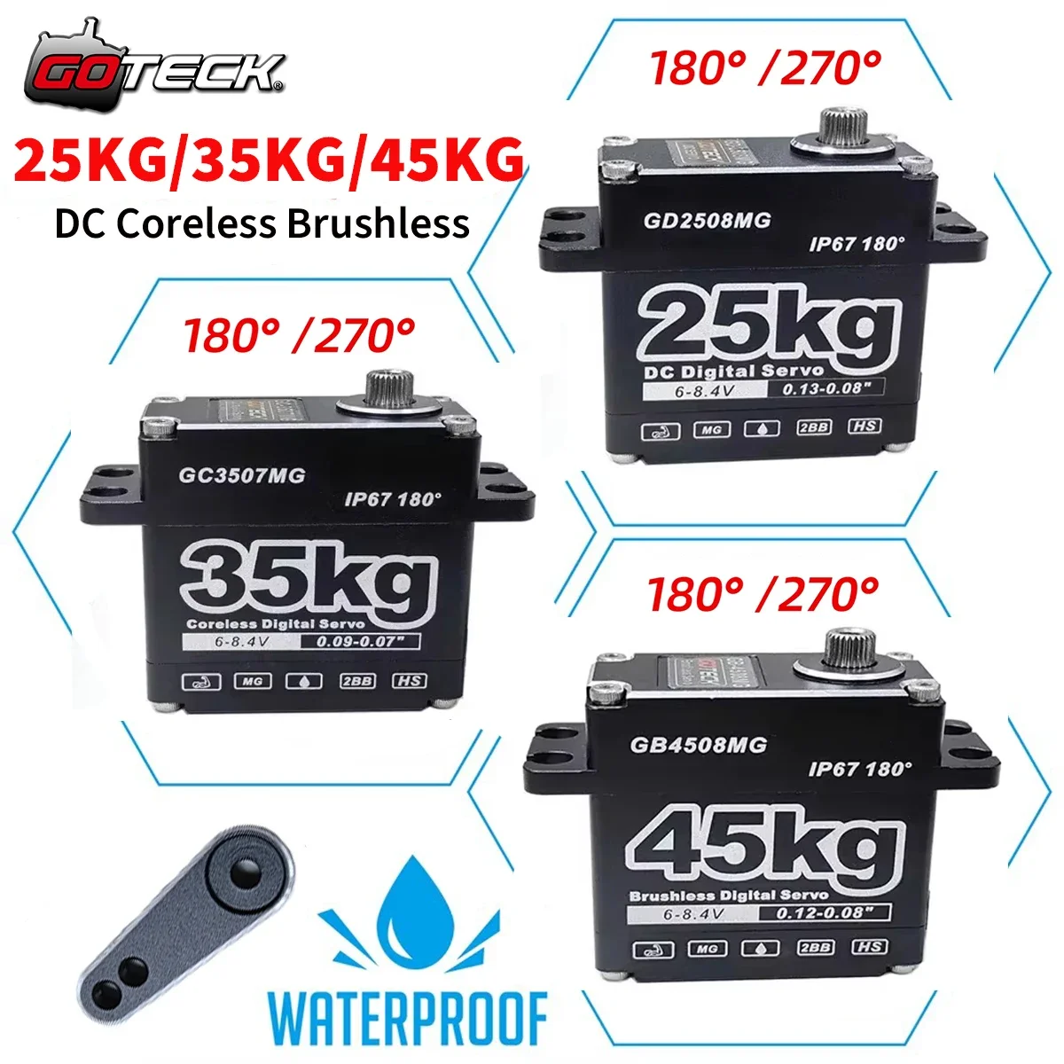 25kg 35kg 45kg rc servo metal à prova dwaterproof água servo para rc 1/10 1/8 traxxas trx4 axial scx10 rastreador carro robô caminhão peças de robô