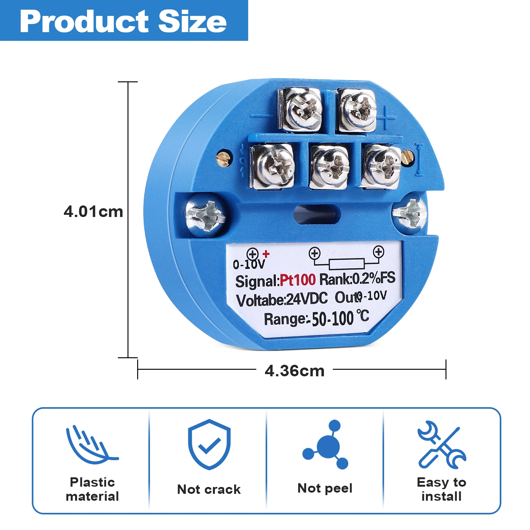 RTD PT100 Temperature Transmitter DC24V Minus 50 ~ 100 degree Output 0-10V LYZ