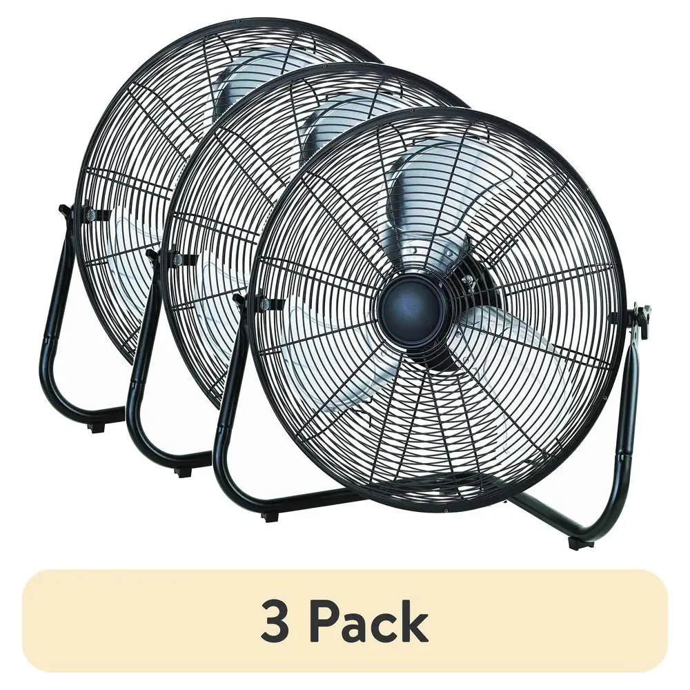 3 عبوات من مروحة أرضية عالية السرعة مقاس 20 بوصة، مروحة معدنية محمولة 3 سرعات مع رأس محوري قابلة للتركيب على الحائط وتدوير الهواء الداخلي