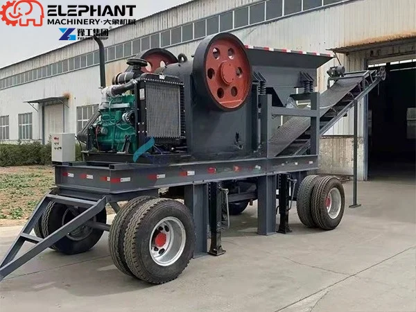 Mobile Stone Jaw Crusher For Construction Core Include Motor Engine Bearing Gearbox Steel Material For Mining Crushing Line