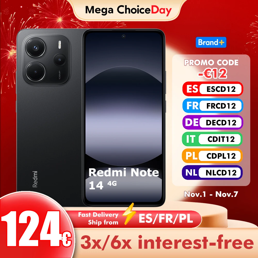 Xiaomi-Tlphone portable Redmi Note 14, version globale en option, NDavid, version non NDavid, 6 Go, 128 Go, 8 Go, 128 Go, 8 Go, 256 Go