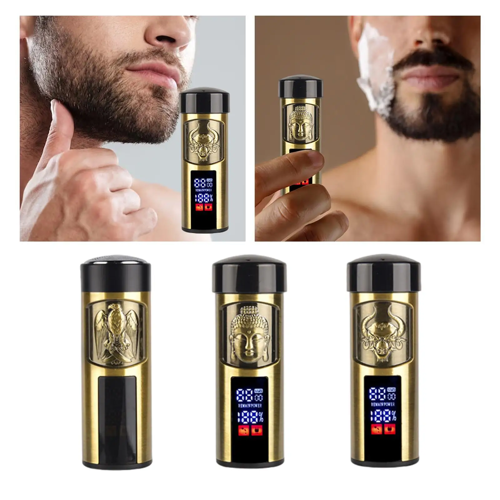 Recortador de barba facial eléctrico para hombres, bolsillo compacto inalámbrico, aseo de tamaño