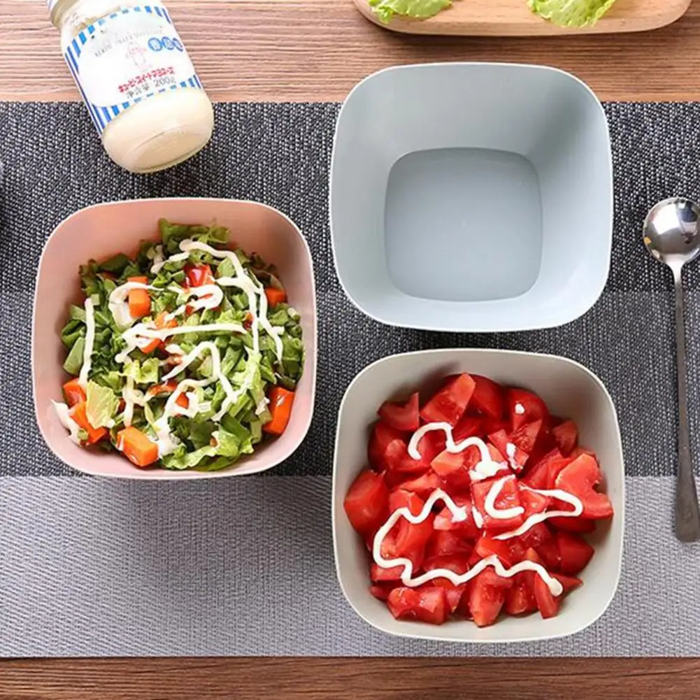 Eco-friendly Multifunctional Bowl for Kitchen Fruit Bowl Unbreakable Square Plastic Salad for Kitchen