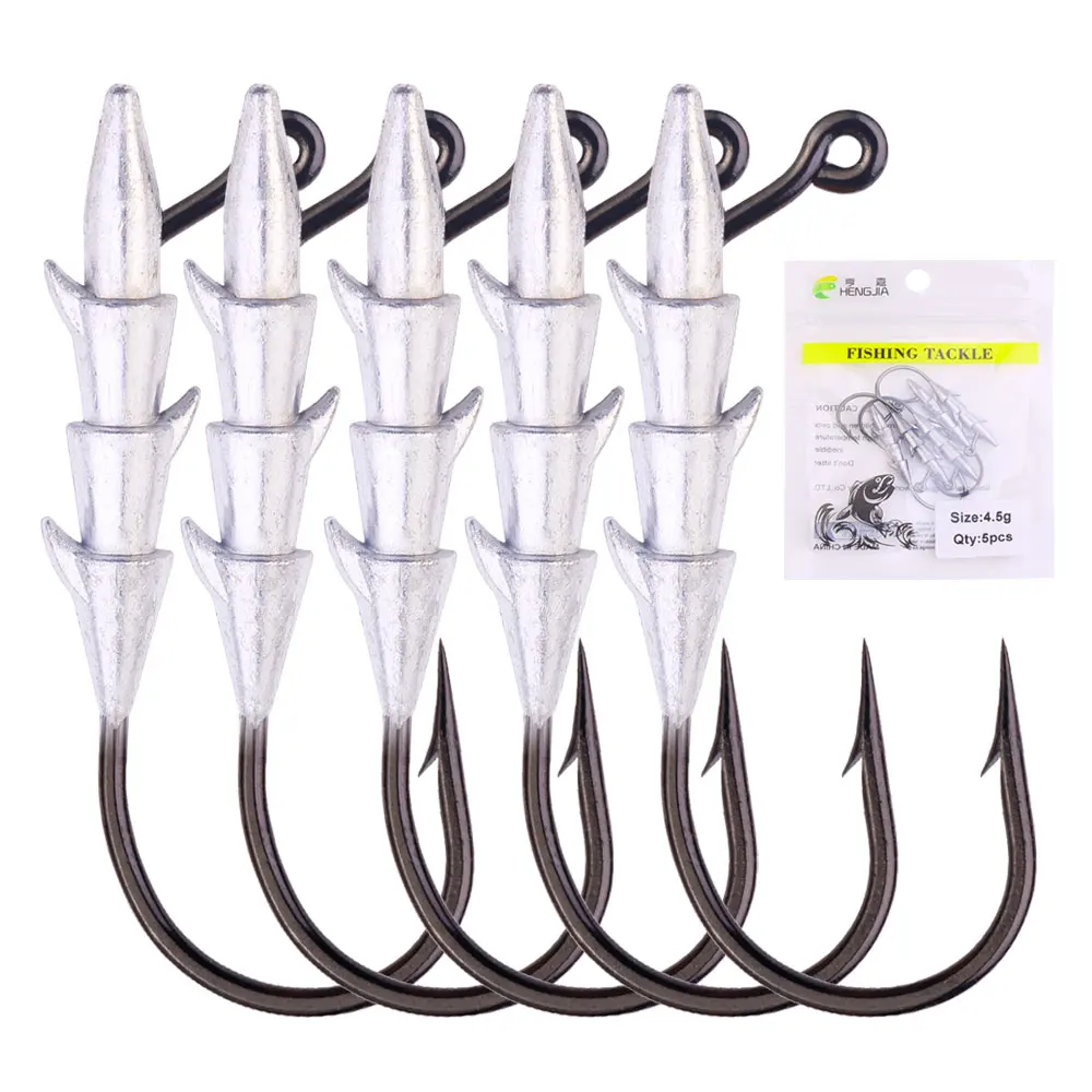 Widerhaken-Jighaken aus Blei, rutschfeste Softbait-Wurmhaken, Angelhaken aus Kohlenstoffstahl, gewichtete Crank-Swimbait-Jigs