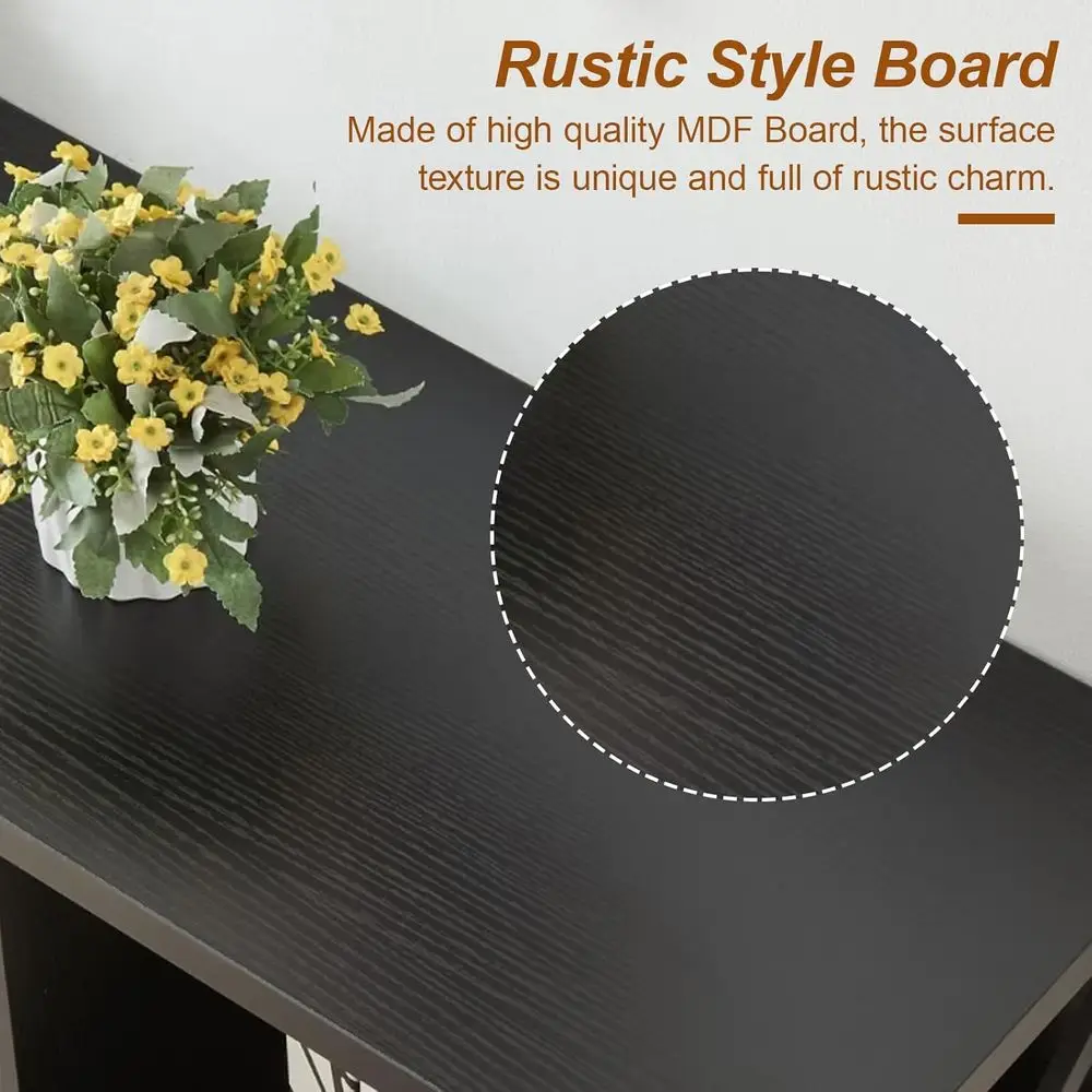 Rustic Rectangular Coffee Table with 2-Tier Storage, Open Shelves, 39 Black for Living Room