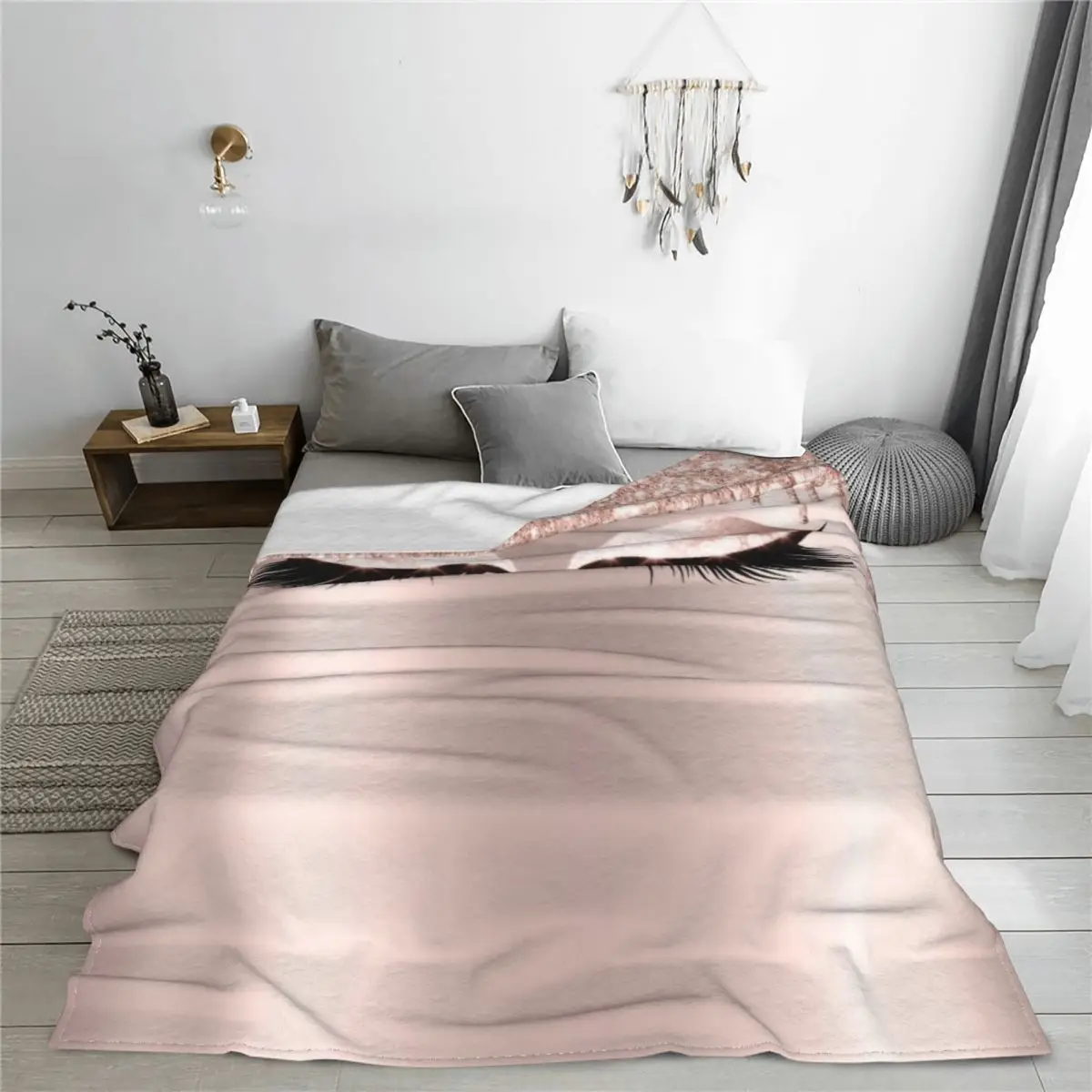 Gold Eyelash Glam Lashes Fleece Throw Blankets Spark Rose Drip Blanket for Bedding Couch Ultra-Soft Bed Rug