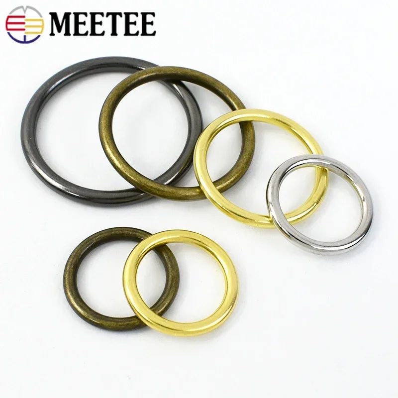 Meetee 10Pcs O Ring Round Metal Buckle 20-50mm Circle Clasp for Clothing Decoration Rings Hook Handbags Hardware Accessories