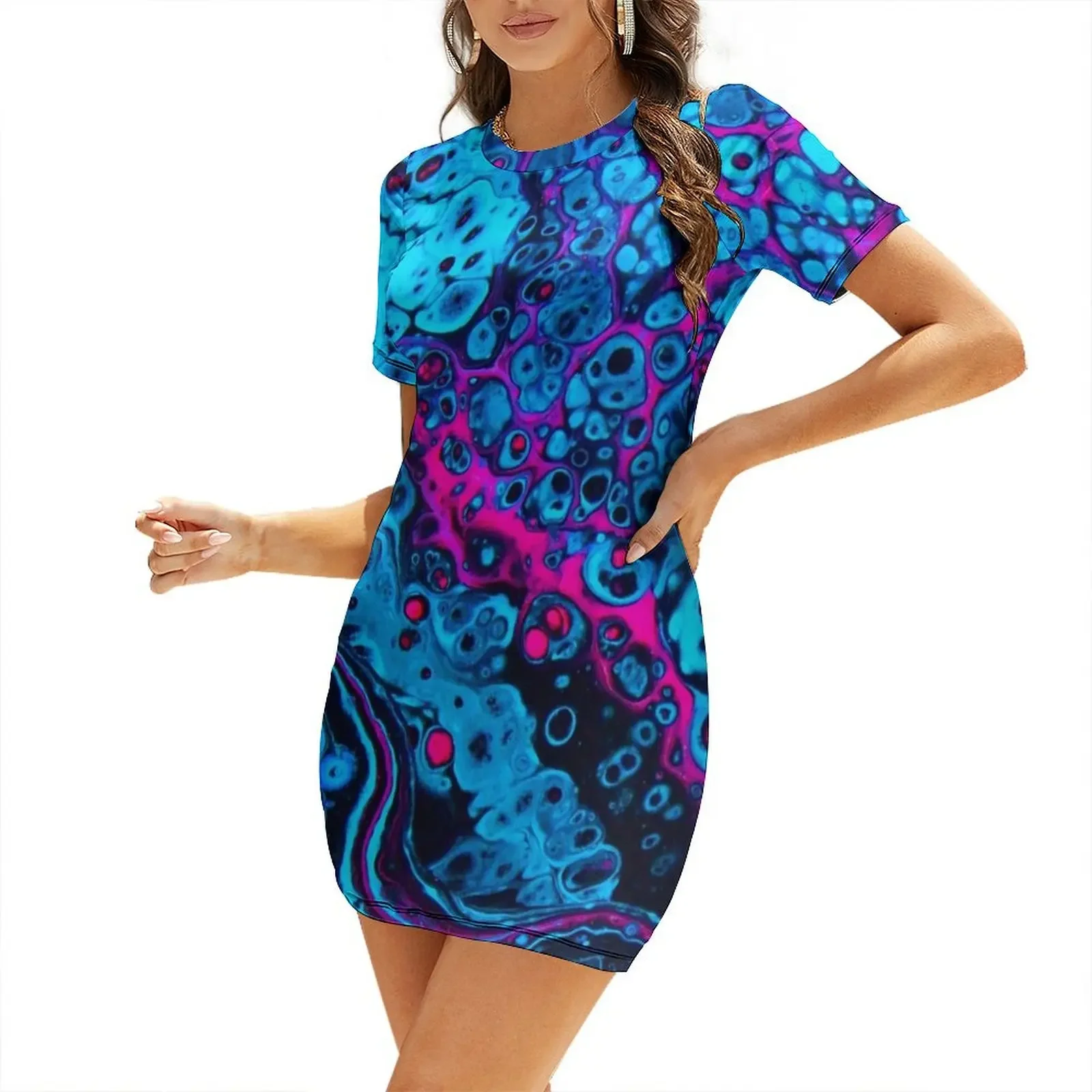

Blacklight Short-Sleeved Dress elegant women's sets Summer dresses for women Women's long dress dress women summer